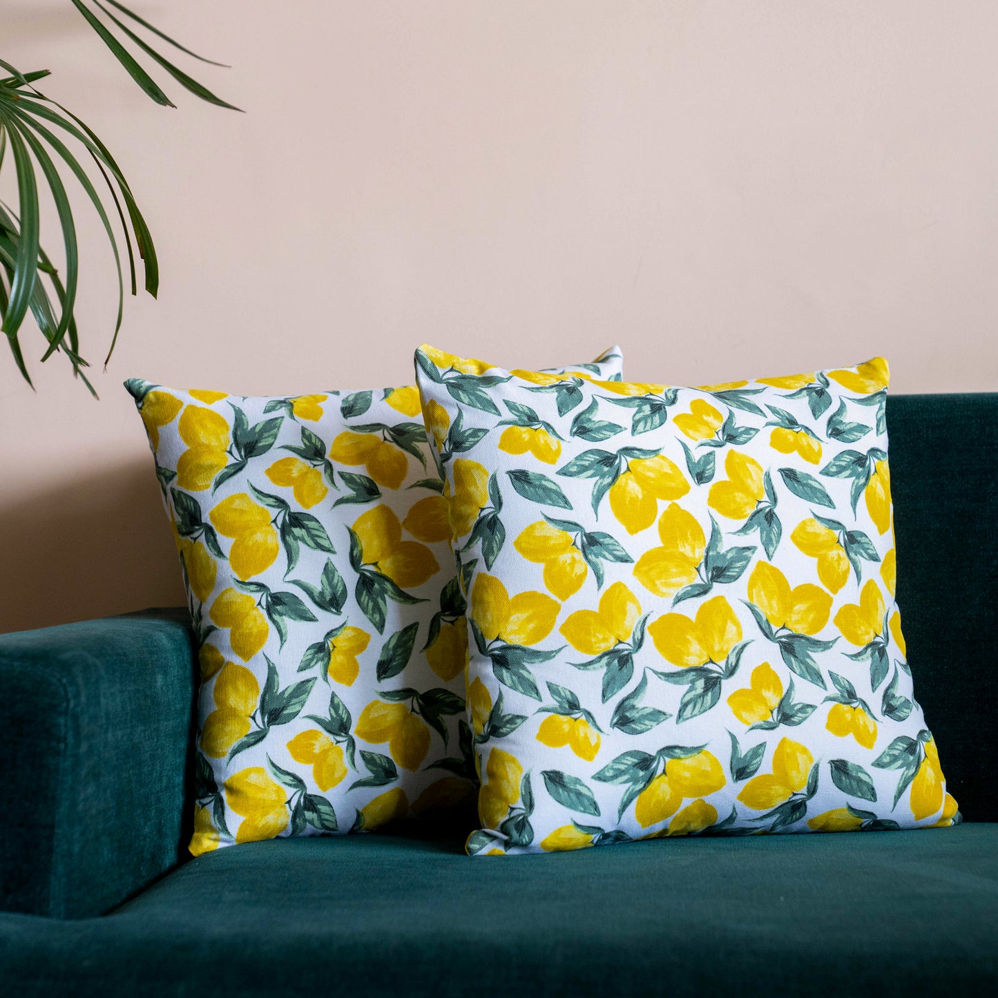 Oak & Lily Lemon Yellow Cotton Cushion Cover | 100% Pure Cotton | Vibrant & Washable | European Quality