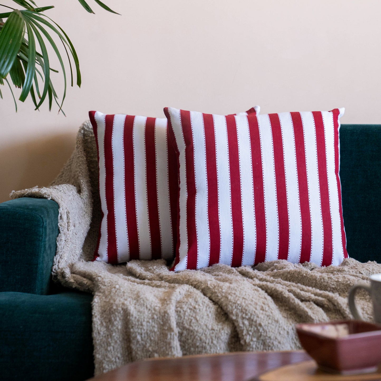 Oak & Lily Red Stripe Cotton Cushion Cover | 100% Pure Cotton | Bold & Washable | Premium European Quality