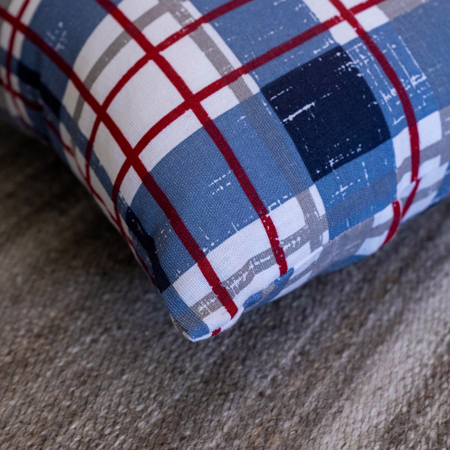 Oak & Lily Blue Check Cotton Cushion Cover | 100% Pure Cotton | Soft, Durable & Washable | European Quality