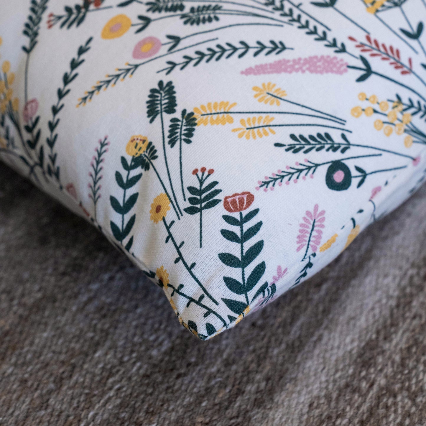 Oak & Lily Multi Colour Floral Cotton Cushion Cover | 100% Pure Cotton | Washable | Vibrant & Elegant | Premium European Quality