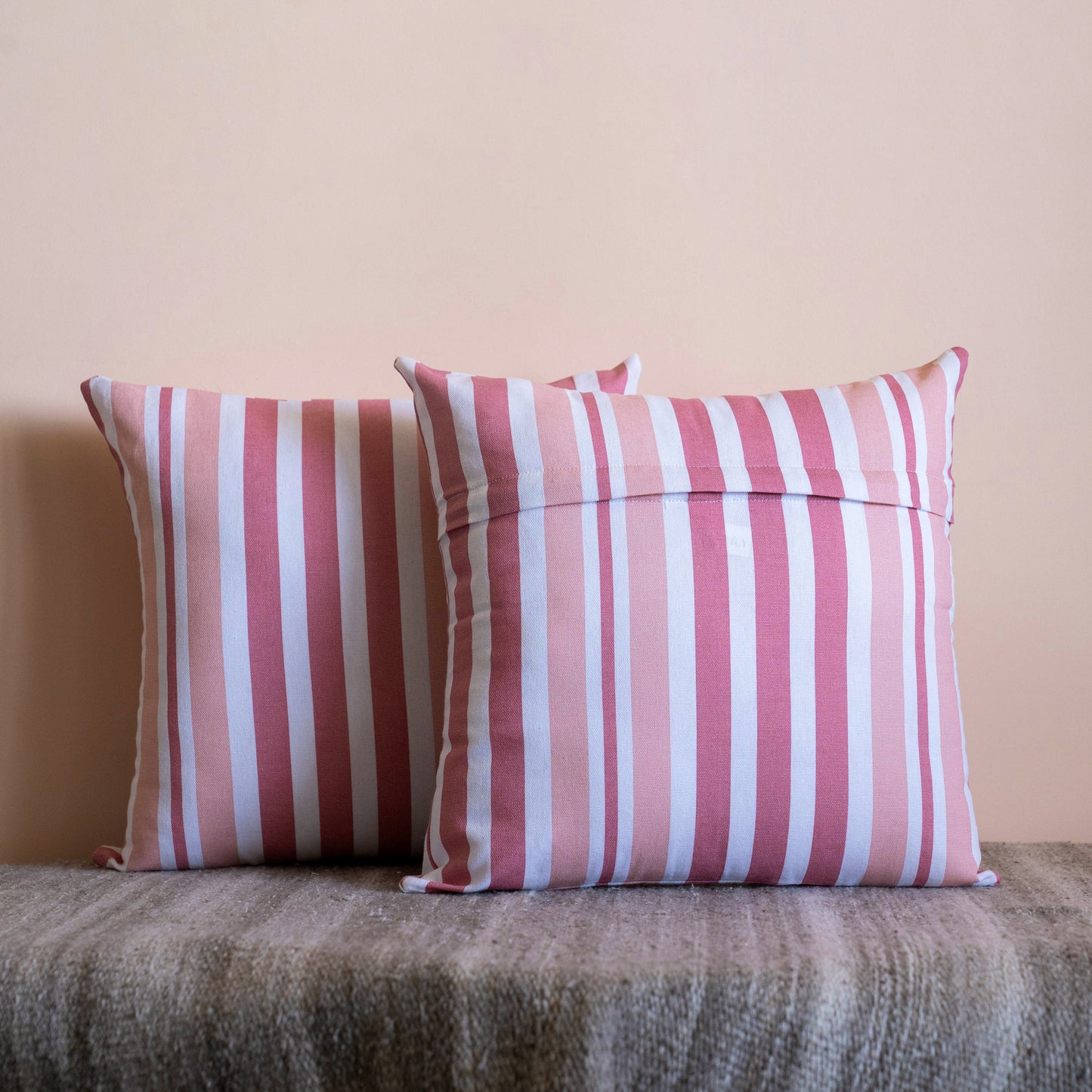 Oak & Lily Pink Stripe Cotton Cushion Cover | 100% Pure Cotton | Washable | Elegant & Soft | Premium European Quality