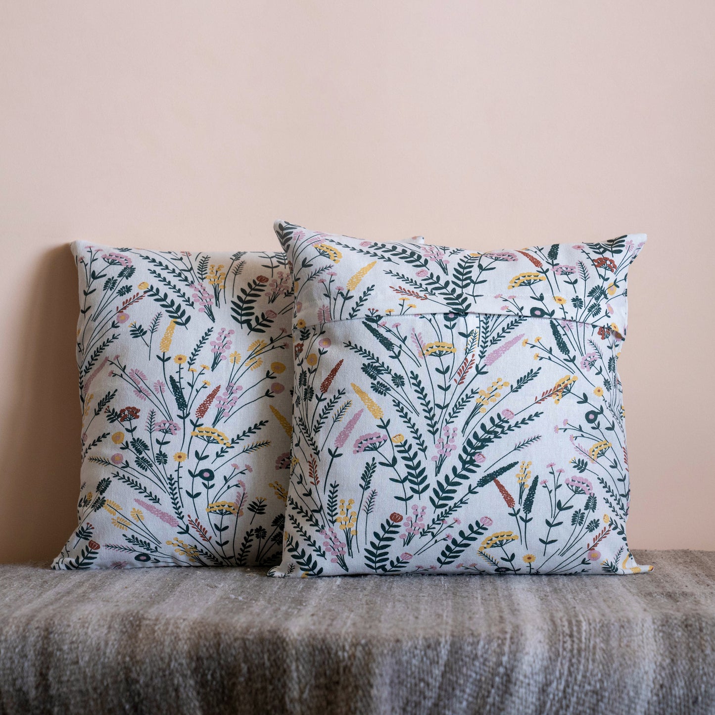 Oak & Lily Multi Colour Floral Cotton Cushion Cover | 100% Pure Cotton | Washable | Vibrant & Elegant | Premium European Quality