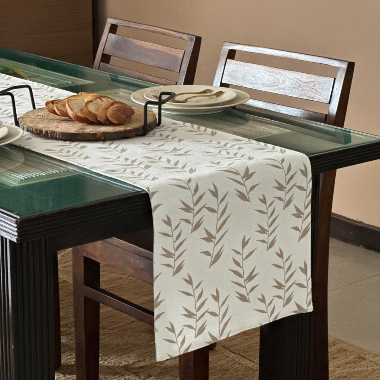 Oak & Lily Diwali Large Gift Hamper | Rectangular Mango Wood Tray + Pure Cotton Runner