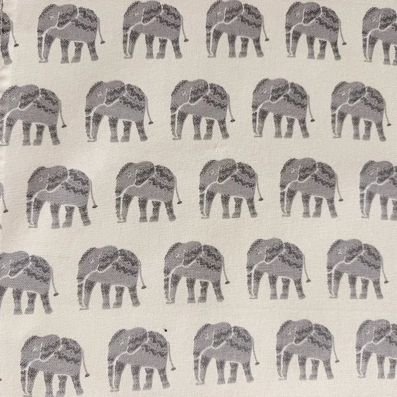 Oak & Lily Table Runner – Grey & Ivory Elephant Print | 100% Cotton | Premium European Quality