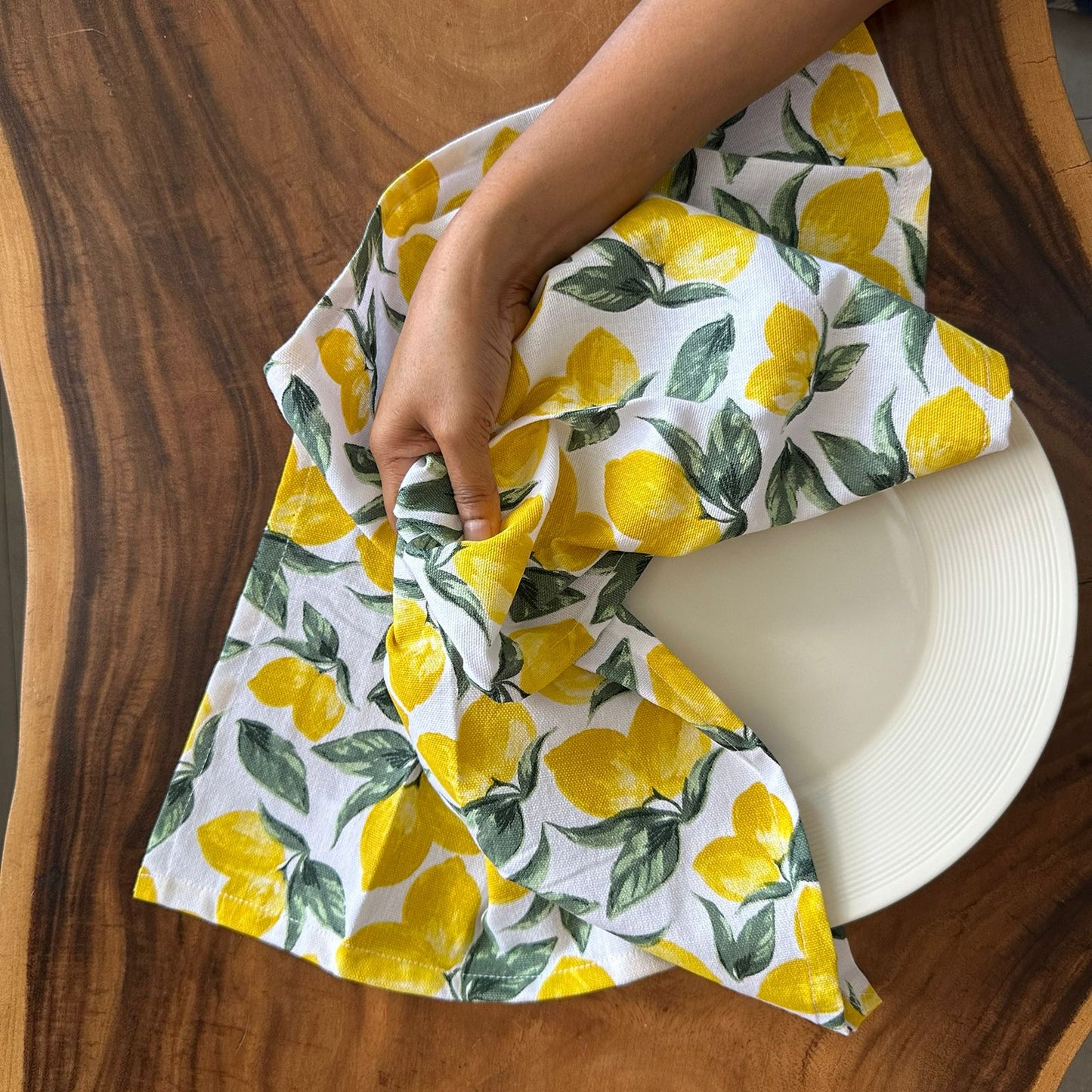 Oak & Lily Kitchen Towels – Honeycomb, Lemon & Yellow Checks | Set of 3 | 100% Cotton | Super Absorbent | Premium Quality