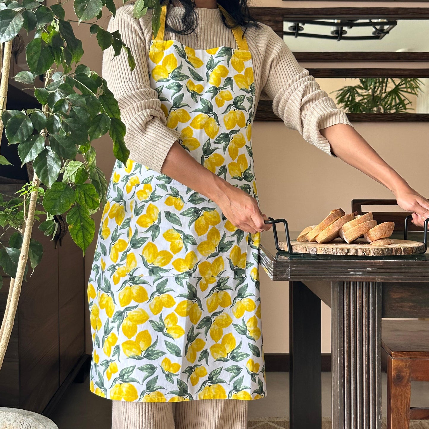 Lemon Yellow Print Apron