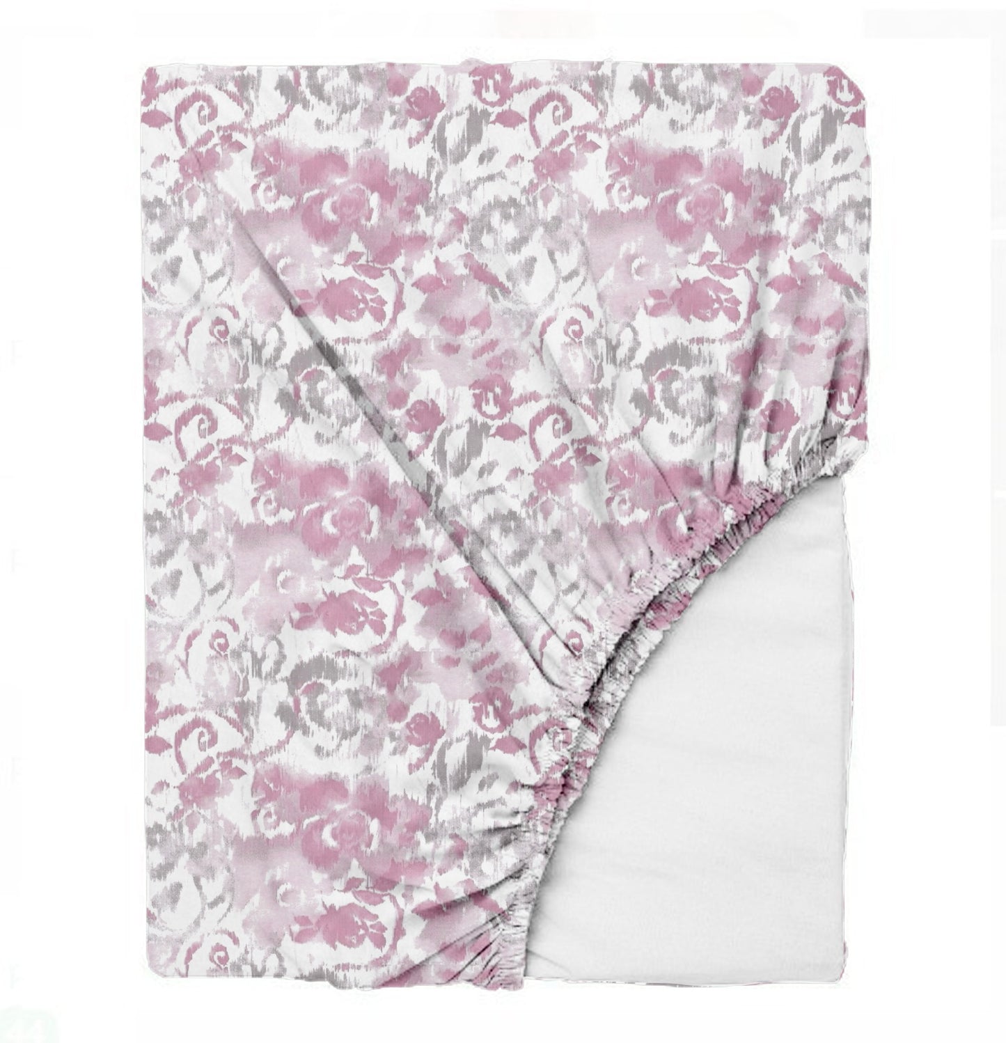 Oak & Lily King Size Bedsheet – Pastel Flora Sea Green, Purple & Pink | 210 TC | 100% Cotton | 2 Pillow Covers | European Quality