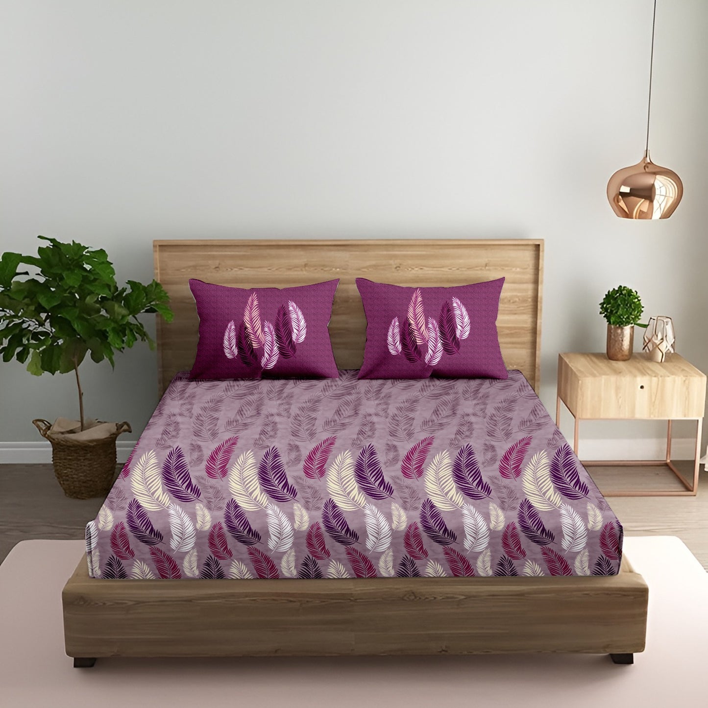Oak & Lily King Size Bedsheet – Vintage Petal Teal | 100% Cotton | 2 Pillow Covers | European Quality