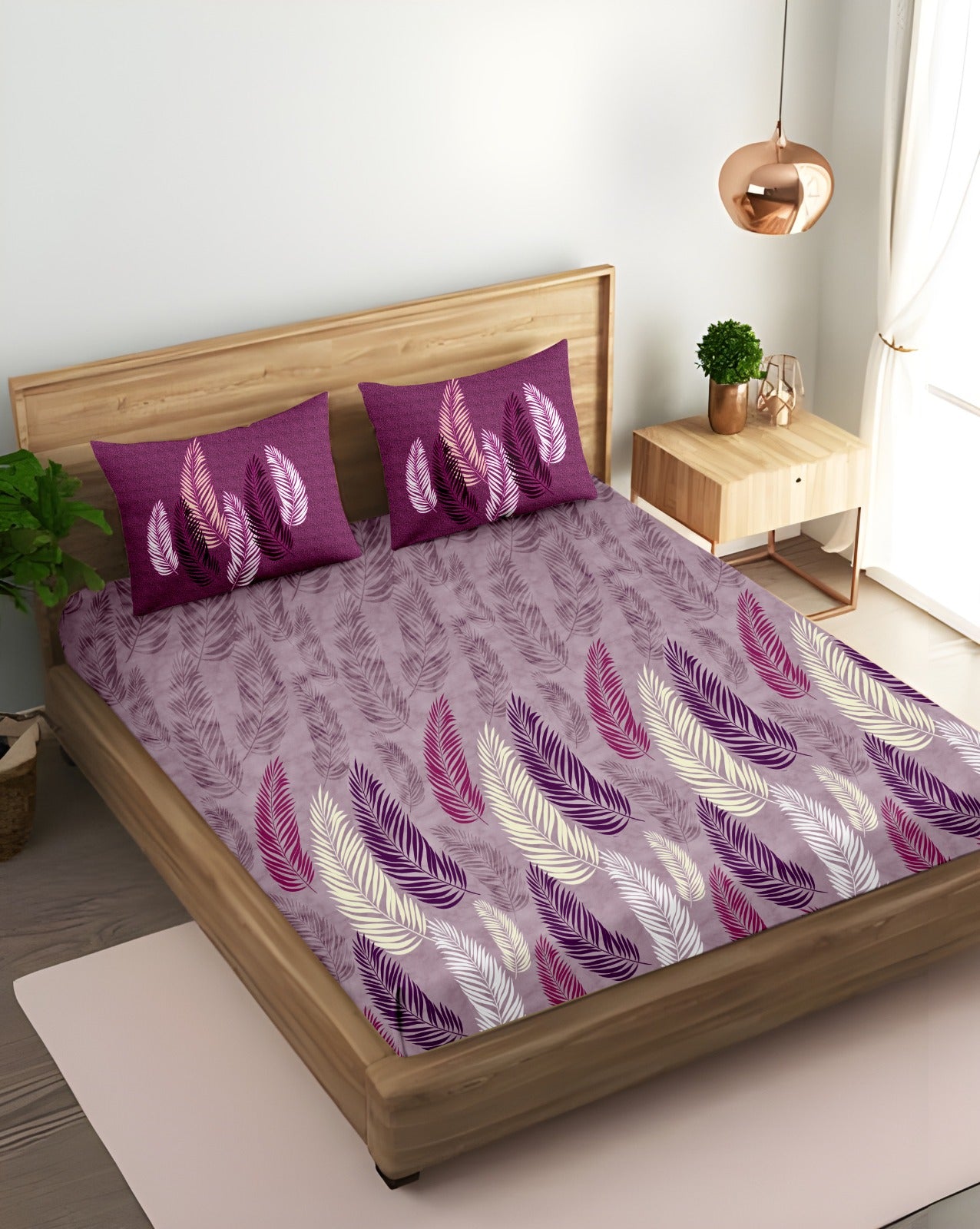 Oak & Lily King Size Bedsheet – Vintage Petal Teal | 100% Cotton | 2 Pillow Covers | European Quality
