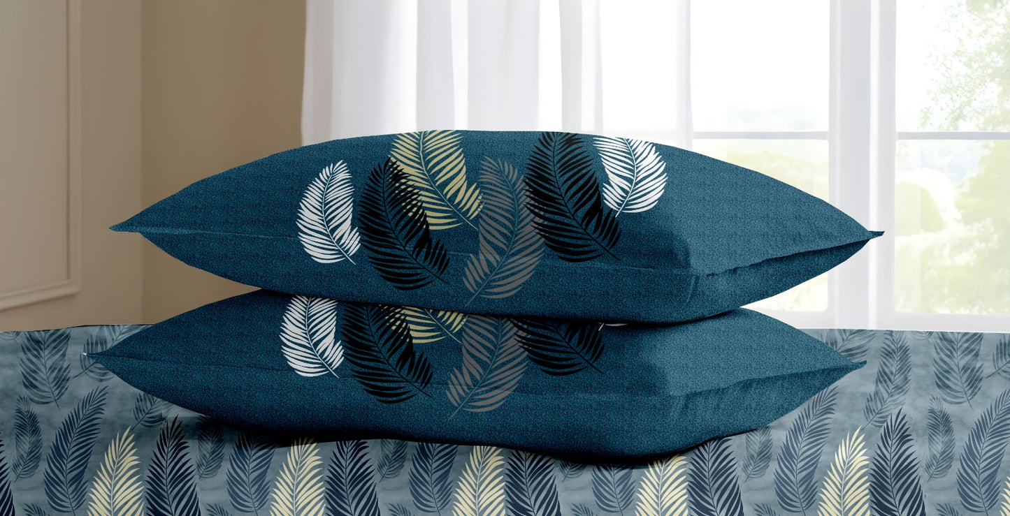 Oak & Lily King Size Bedsheet – Vintage Petal Teal | 100% Cotton | 2 Pillow Covers | European Quality