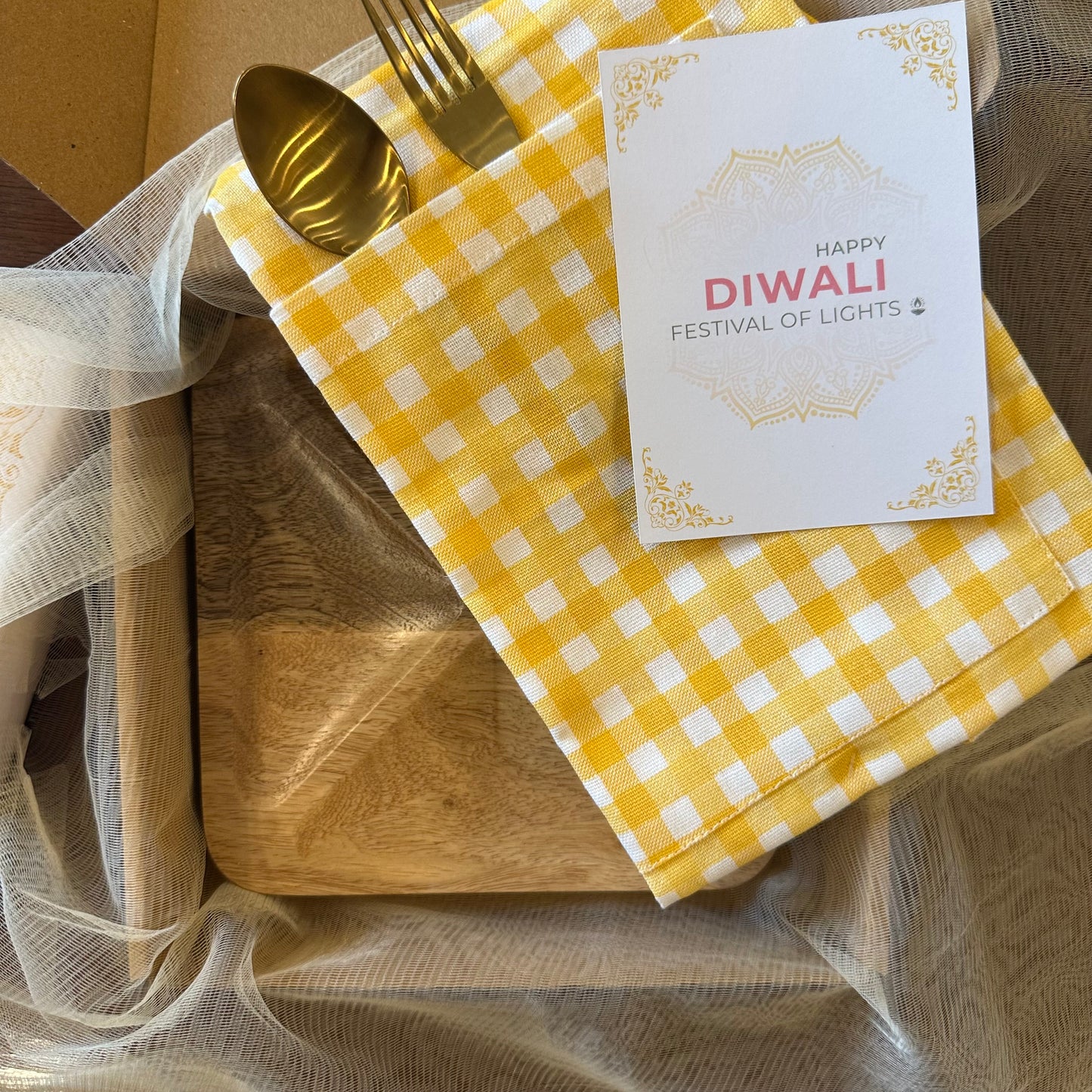 Oak & Lily Diwali Small Gift Hamper | Pure Mango Wood Tray + Kitchen Useable