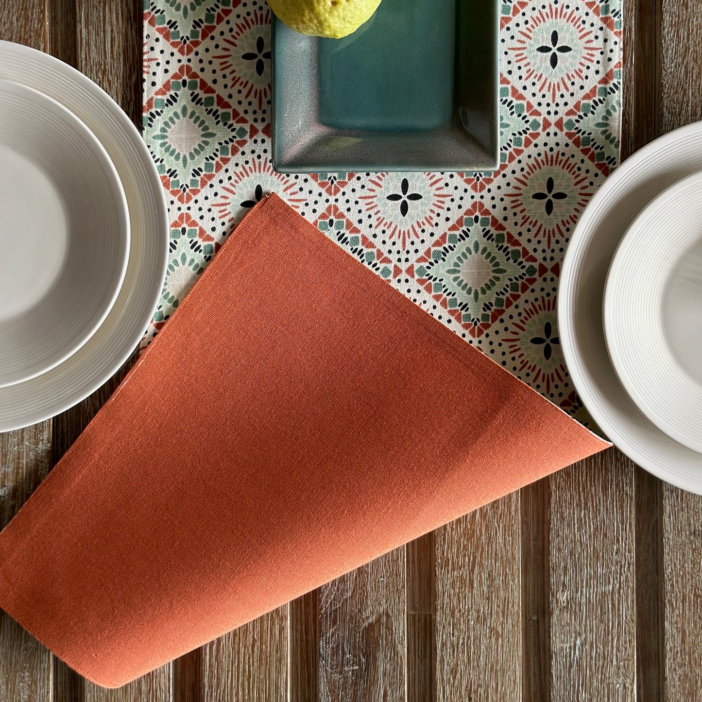 Oak & Lily Diwali Large Gift Hamper | Rectangular Mango Wood Tray + Pure Cotton Runner