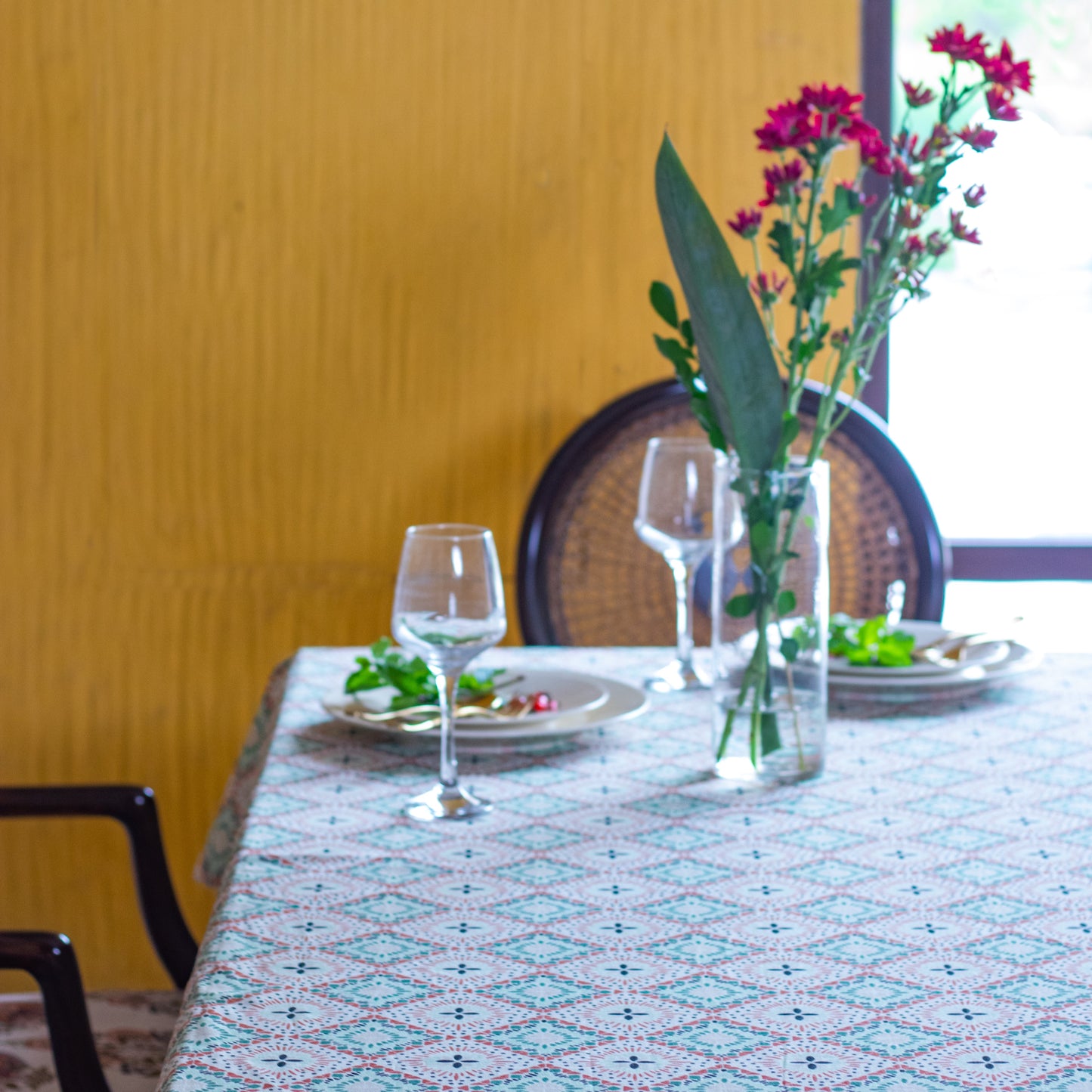 Oak & Lily Table Cloth – Multicolour Ethnic Print | 100% Cotton | Anti-Slip | Premium European Quality