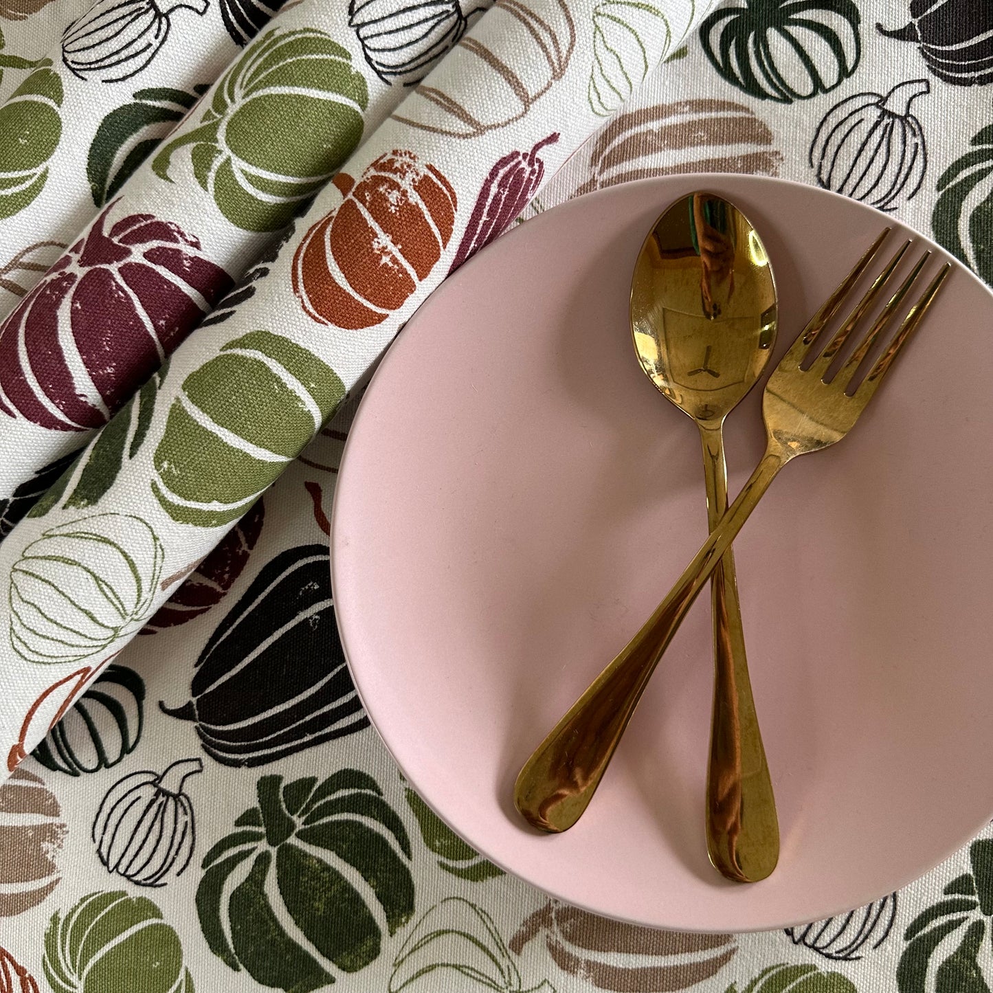 Oak & Lily Placemats – Multicolour Pumpkin Print | 100% Cotton | Heat Resistant | Premium European Quality