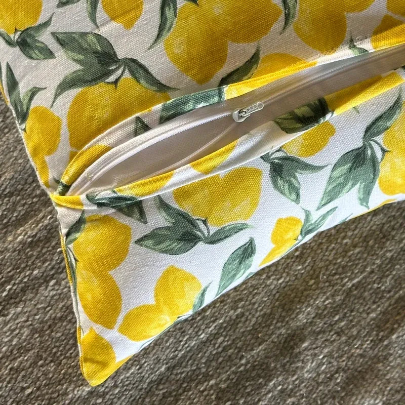 Oak & Lily Lemon Yellow Cotton Cushion Cover | 100% Pure Cotton | Vibrant & Washable | European Quality