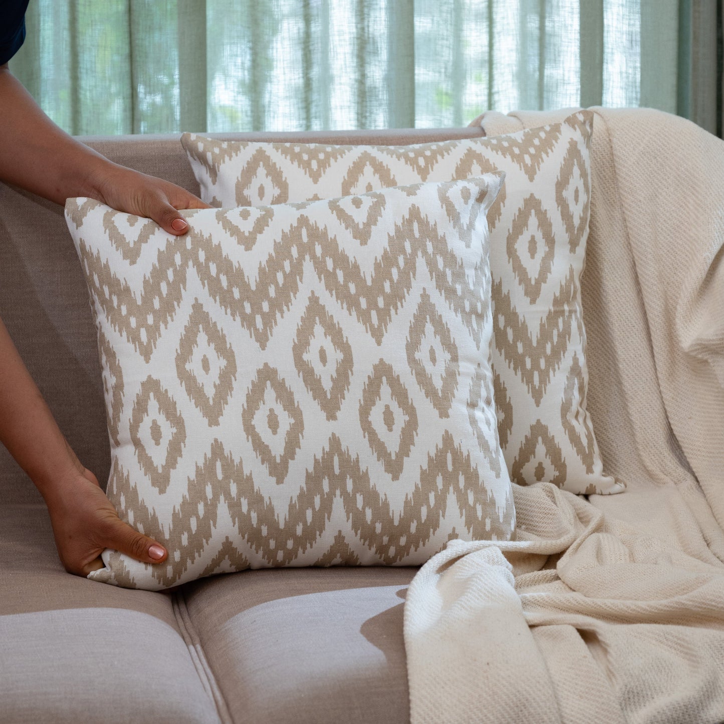 Oak & Lily Ivory Cotton Cushion Cover | 100% Pure Cotton | Soft, Durable & Washable | European Quality