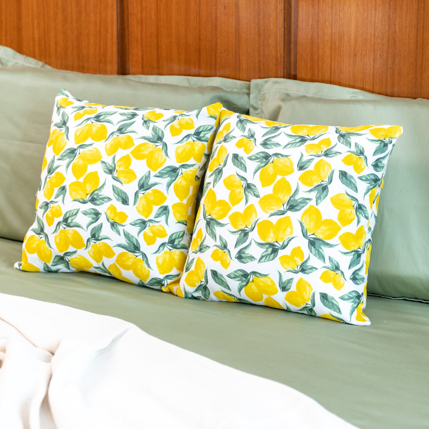 Oak & Lily Lemon Yellow Cotton Cushion Cover | 100% Pure Cotton | Vibrant & Washable | European Quality