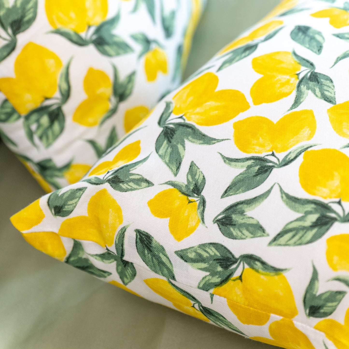 Oak & Lily Lemon Yellow Cotton Cushion Cover | 100% Pure Cotton | Vibrant & Washable | European Quality