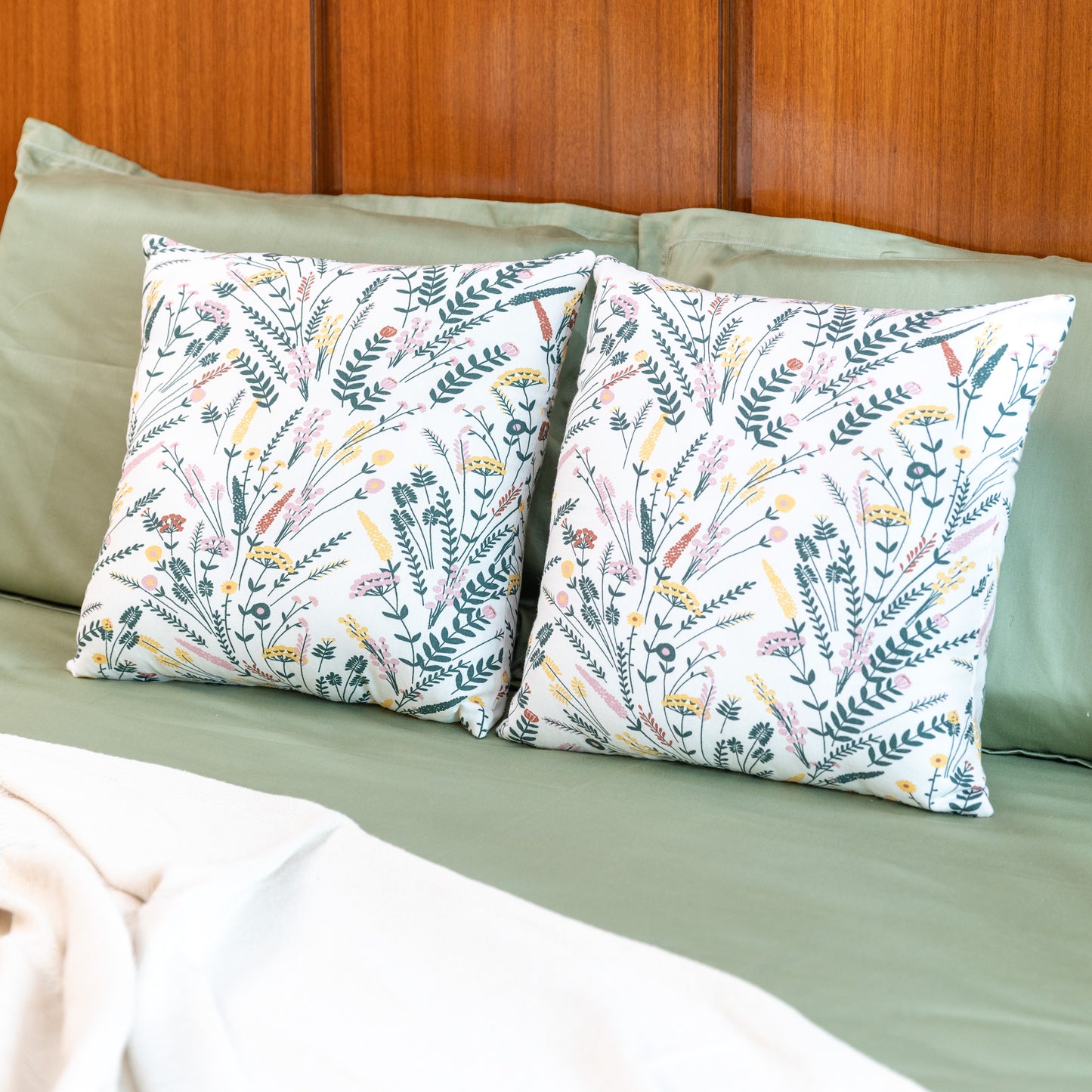 Oak & Lily Multi Colour Floral Cotton Cushion Cover | 100% Pure Cotton | Washable | Vibrant & Elegant | Premium European Quality