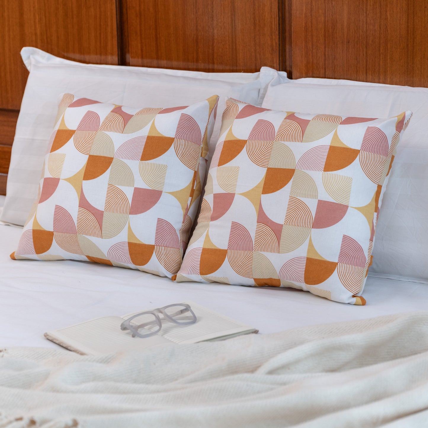 Oak & Lily Rust Abstract Cotton Cushion Cover | 100% Pure Cotton | Soft, Durable & Washable | European Quality
