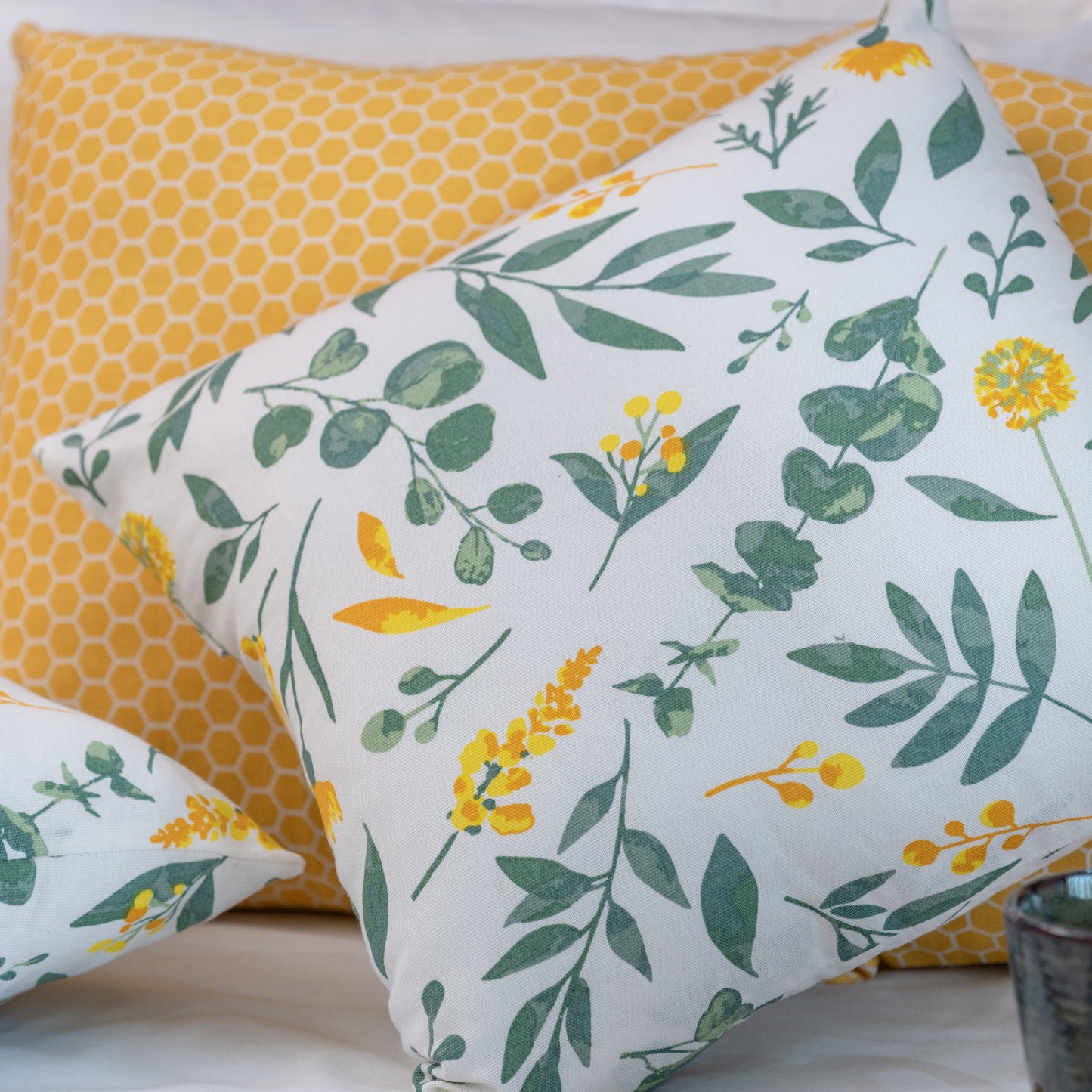 Oak & Lily Green Leaves Cotton Cushion Cover | 100% Pure Cotton | Soft, Durable & Washable | European Quality