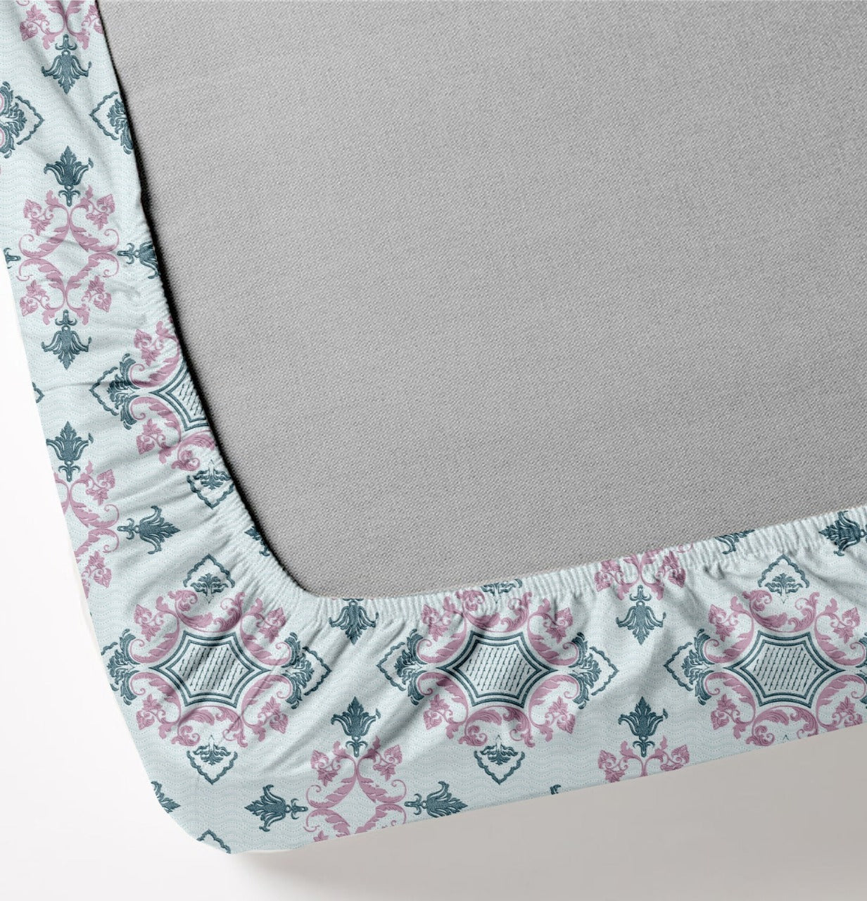 Oak & Lily King Size Bedsheet – Paradise Charm Blue & Pink | 210 TC | 100% Cotton | 2 Pillow Covers | Soft, Breathable, European Quality