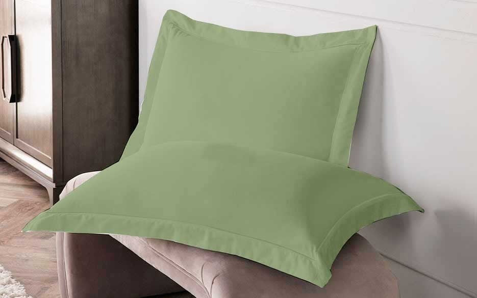 Oak & Lily King Size Elastic Fitted Bedsheet – Solid Olive Green | 300 TC | 100% Cotton | 2 Pillow Covers | Soft, Breathable, European Quality