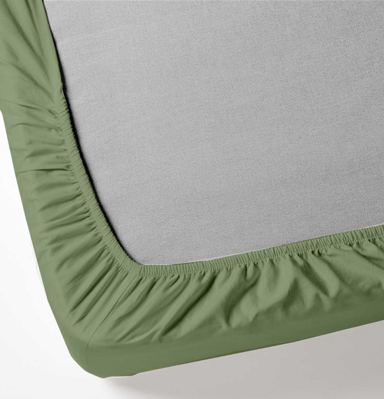 Oak & Lily King Size Elastic Fitted Bedsheet – Solid Olive Green | 300 TC | 100% Cotton | 2 Pillow Covers | Soft, Breathable, European Quality