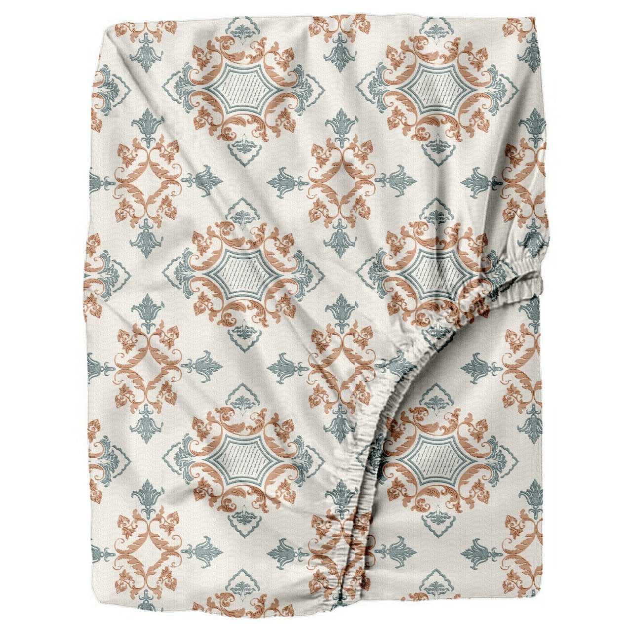 Oak & Lily King Size Bedsheet – Paradise Charm Orange & Blue | 210 TC | 100% Cotton | 2 Pillow Covers | Soft, Washable, Premium European Quality