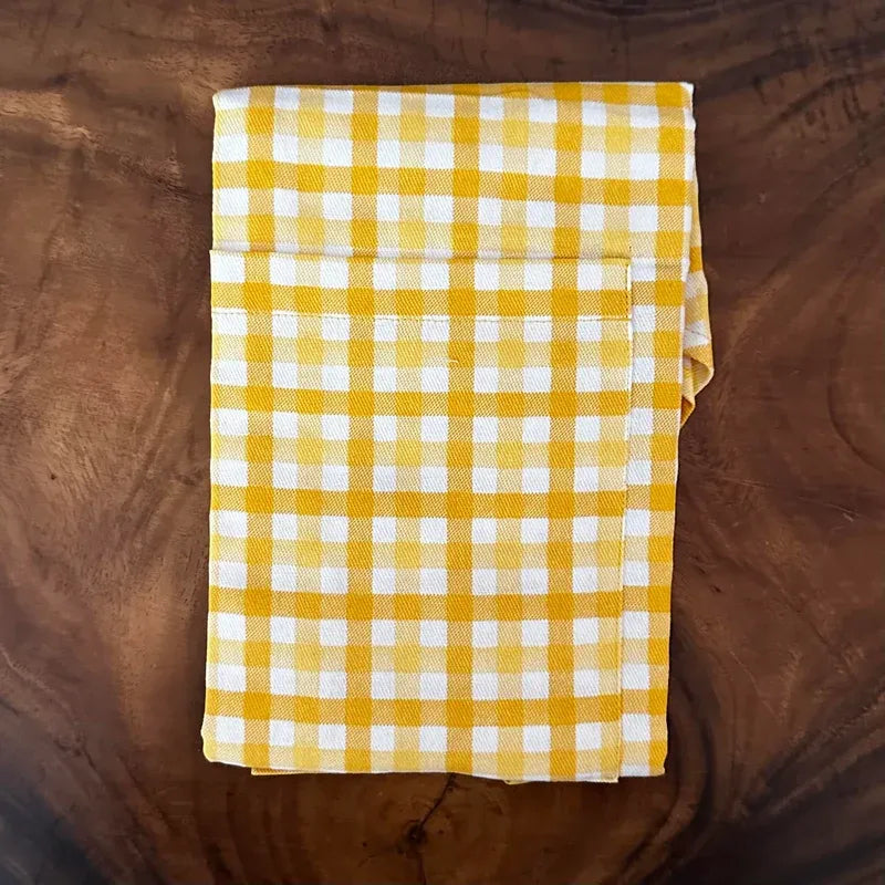 Yellow Check Print Apron