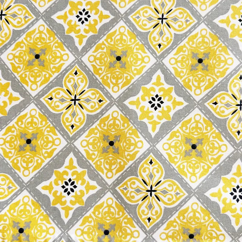 Oak & Lily Table Runner – Yellow & Grey Ethnic Print | 100% Cotton | Heat Resistant | Premium European Quality