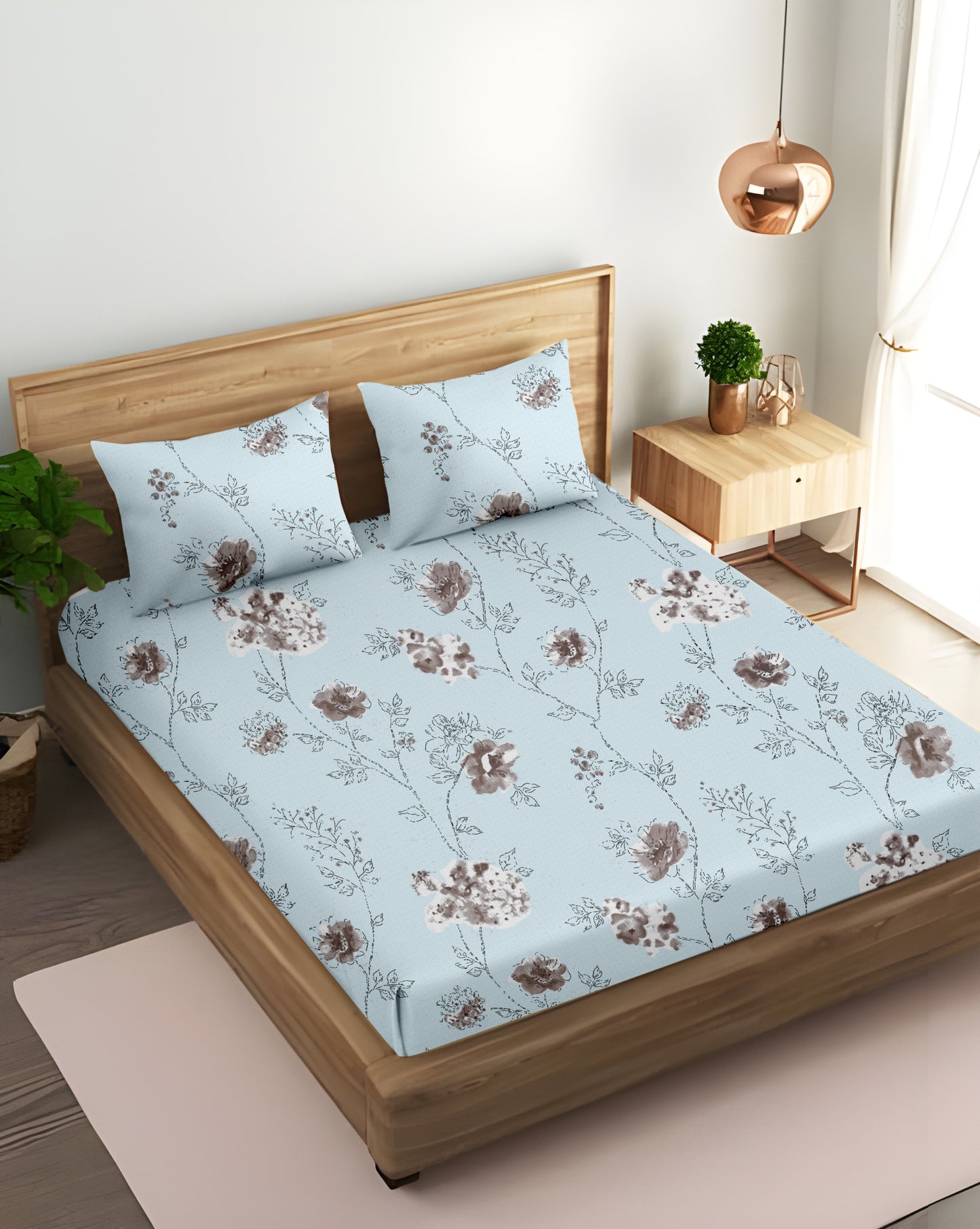 Oak & Lily King Size Bedsheet in Floral Whim Print | 210 TC | 100% Cotton | Premium European Quality | Soft, Breathable & Washable