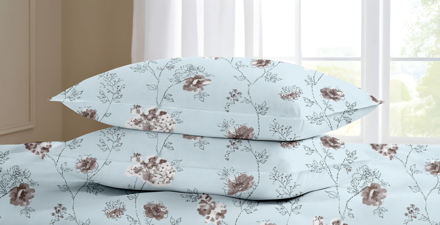 Oak & Lily King Size Bedsheet in Floral Whim Print | 210 TC | 100% Cotton | Premium European Quality | Soft, Breathable & Washable