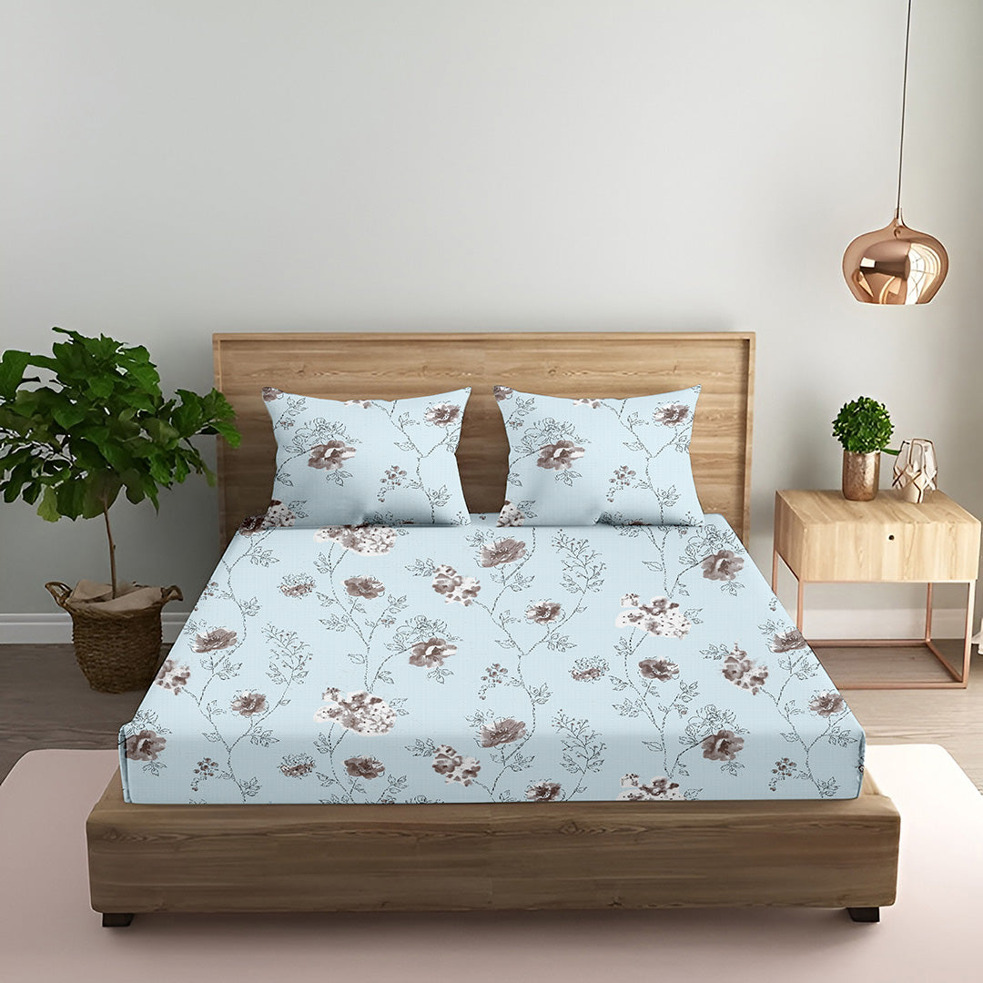 Oak & Lily King Size Bedsheet in Floral Whim Print | 210 TC | 100% Cotton | Premium European Quality | Soft, Breathable & Washable