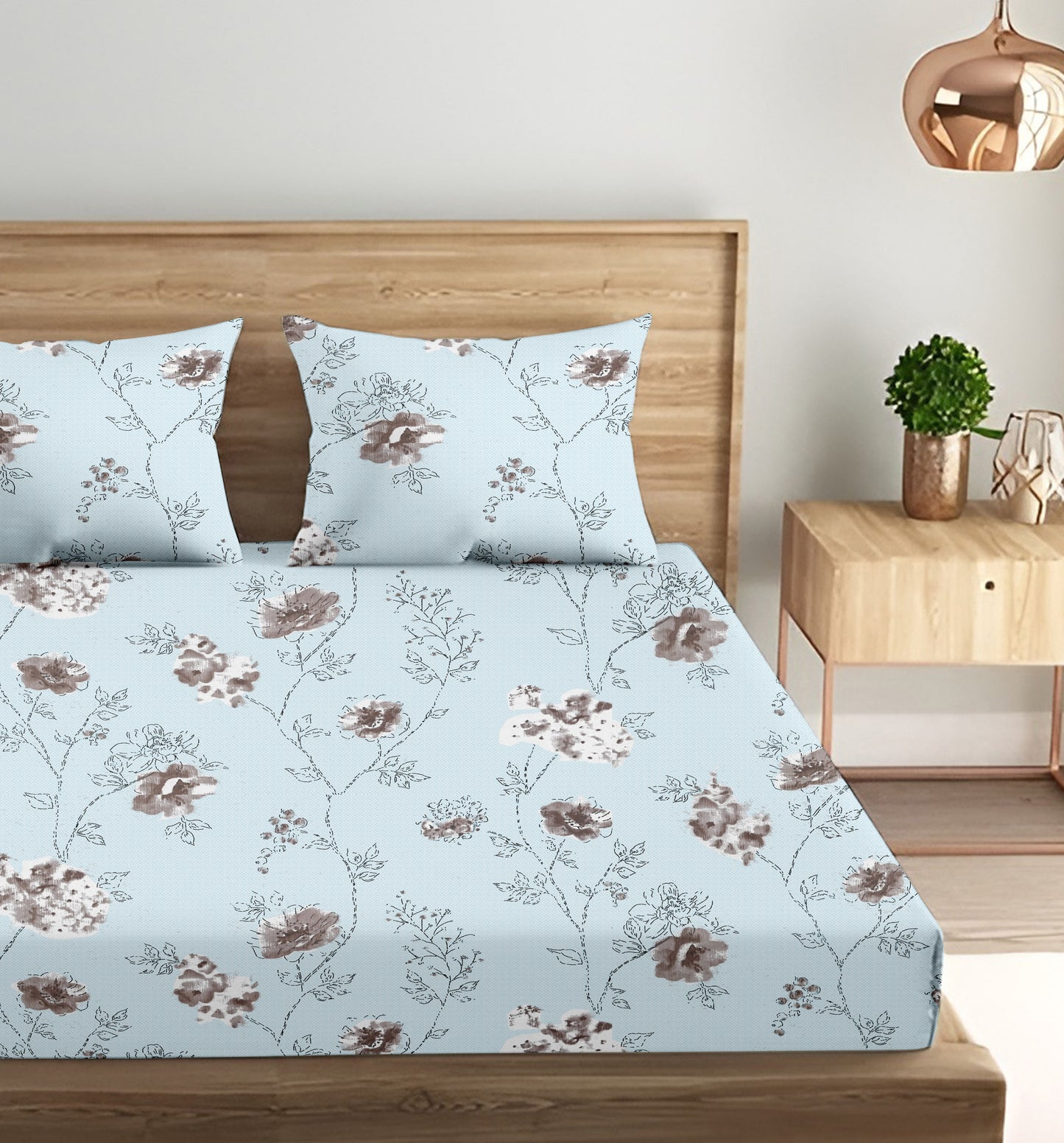 Oak & Lily King Size Bedsheet in Floral Whim Print | 210 TC | 100% Cotton | Premium European Quality | Soft, Breathable & Washable