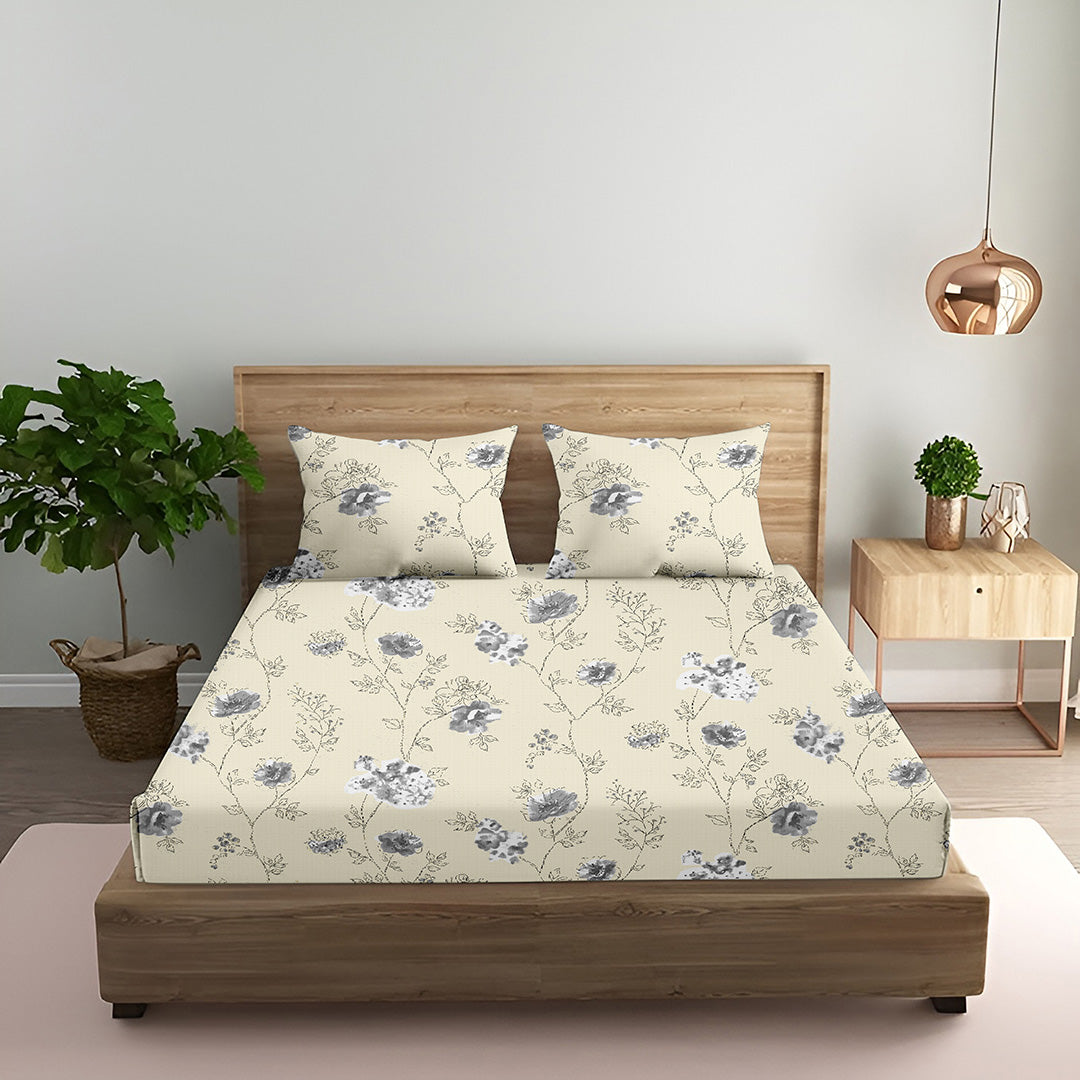 Oak & Lily King Size Bedsheet in Floral Whim Print | 210 TC | 100% Cotton | Premium European Quality | Soft, Breathable & Washable