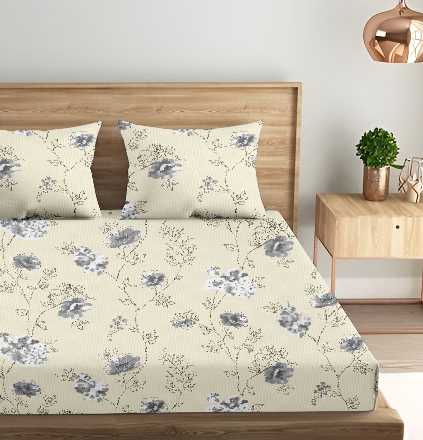 Oak & Lily King Size Bedsheet in Floral Whim Print | 210 TC | 100% Cotton | Premium European Quality | Soft, Breathable & Washable