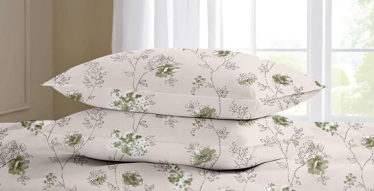Oak & Lily King Size Bedsheet in Floral Whim Print | 210 TC | 100% Cotton | Premium European Quality | Soft, Breathable & Washable