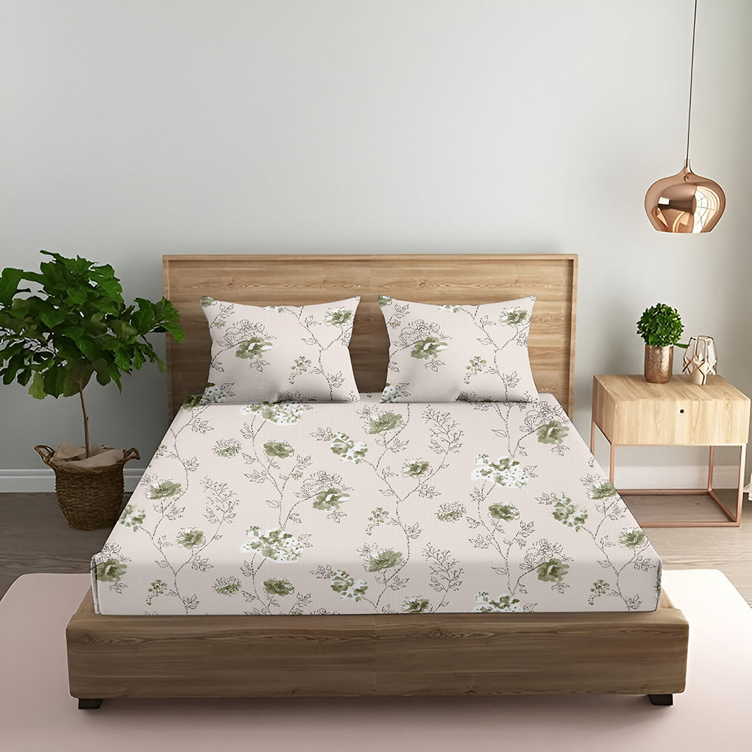 Oak & Lily King Size Bedsheet in Floral Whim Print | 210 TC | 100% Cotton | Premium European Quality | Soft, Breathable & Washable