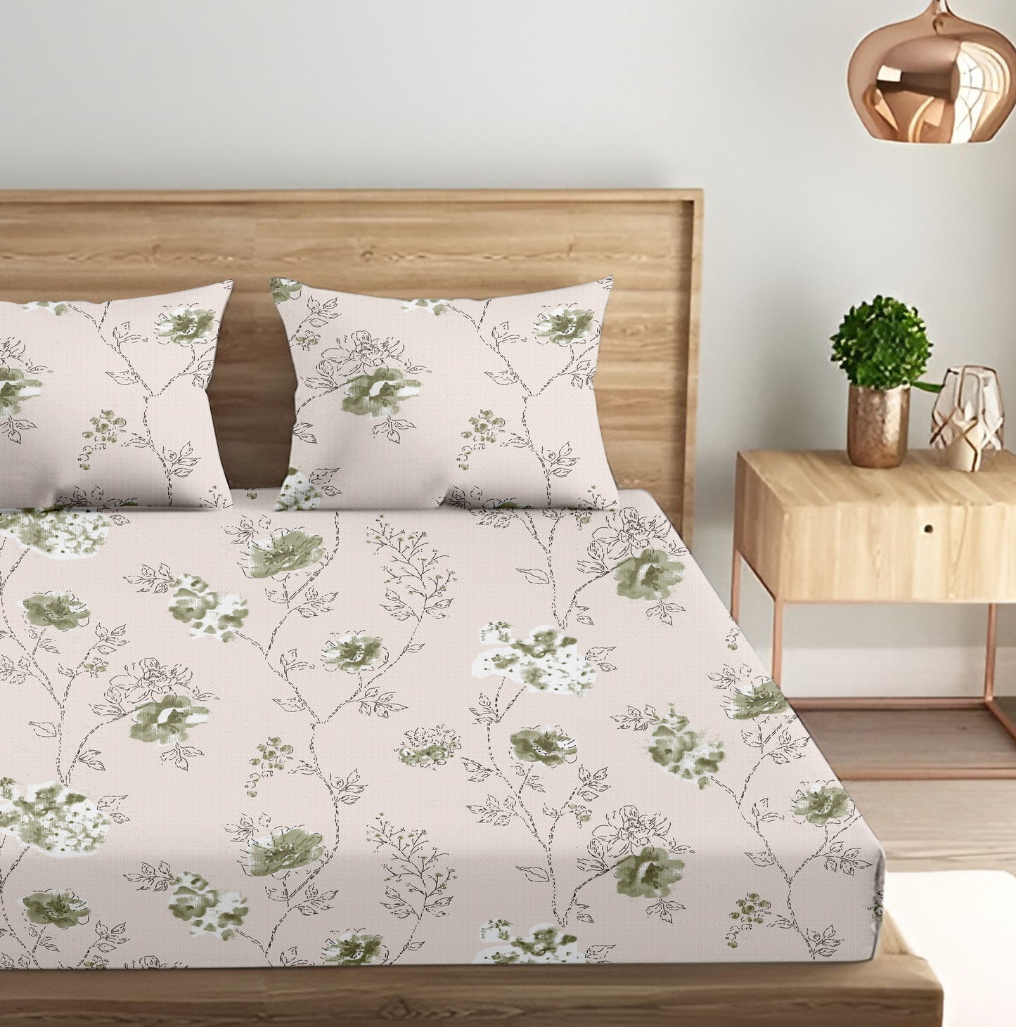 Oak & Lily King Size Bedsheet in Floral Whim Print | 210 TC | 100% Cotton | Premium European Quality | Soft, Breathable & Washable