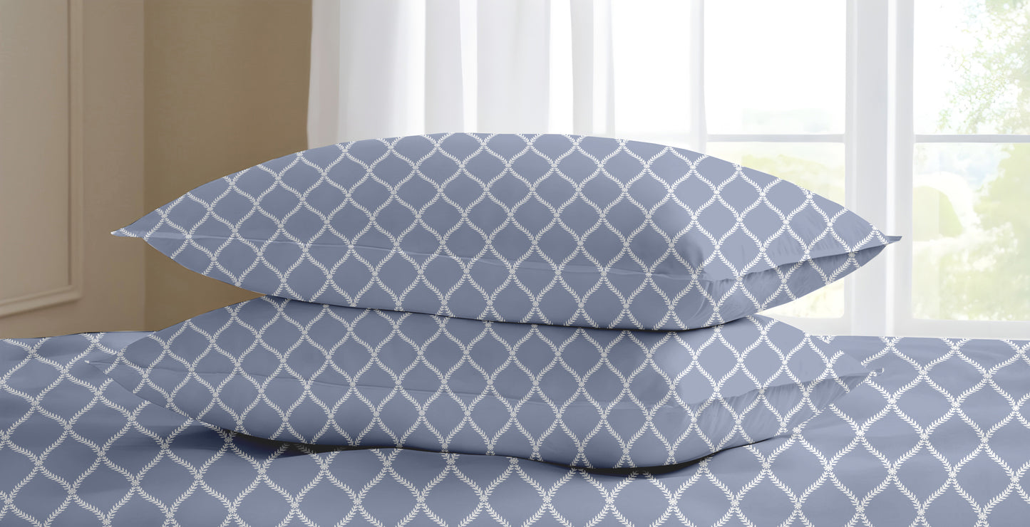 Oak & Lily King Size Bedsheet – Blossom Leaves Sea Green, Pink, Lt Grey | 210 TC | 100% Cotton | Flat | 2 Pillow Covers | Soft, Breathable, European Quality
