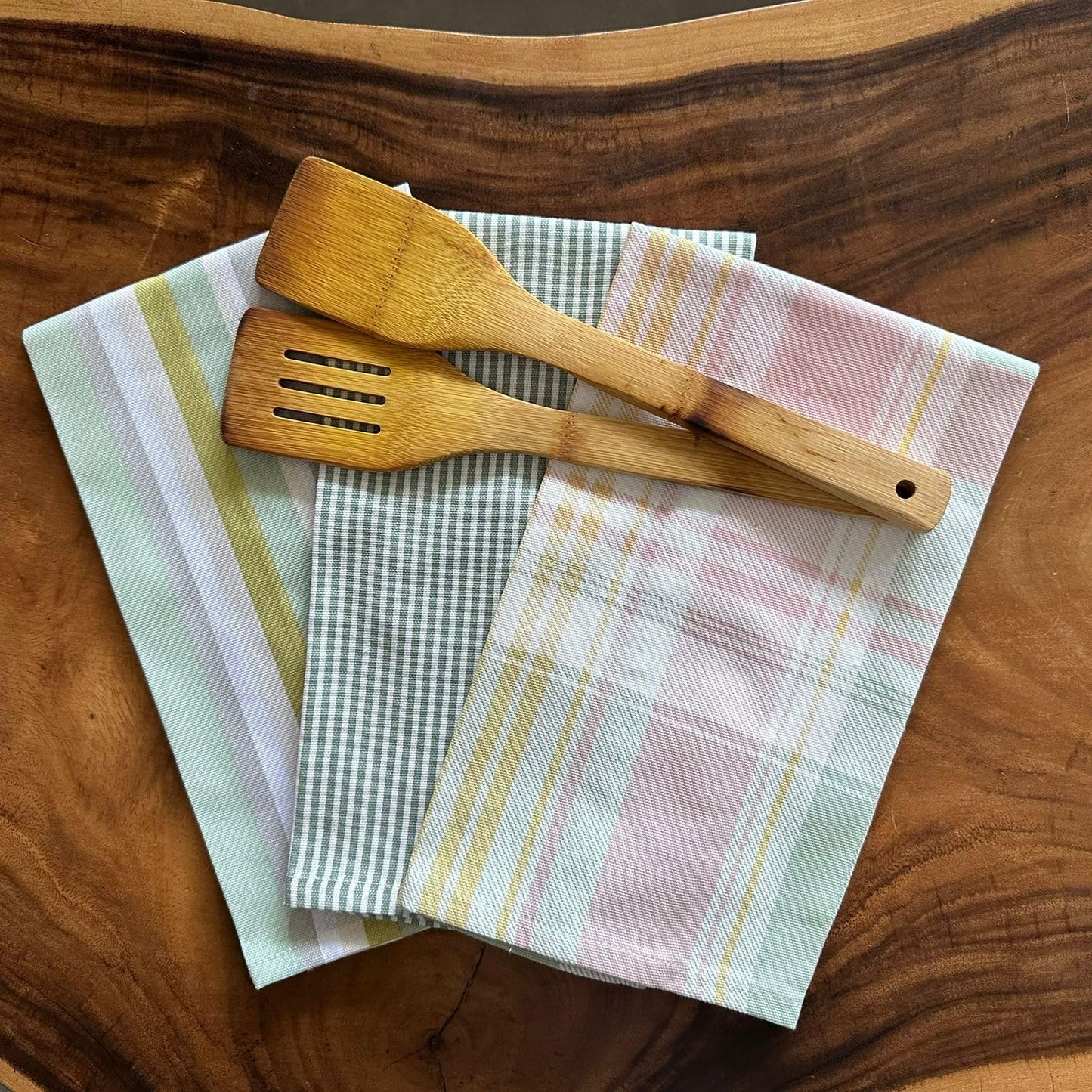 Oak & Lily Kitchen Towels – Multicolour Geometric Patterns | Set of 3 | 100% Cotton | European Quality | Super Absorbent & Anti-Bacterial