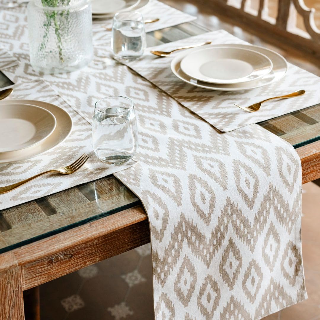 Oak & Lily Beige & Ivory Ikat Print