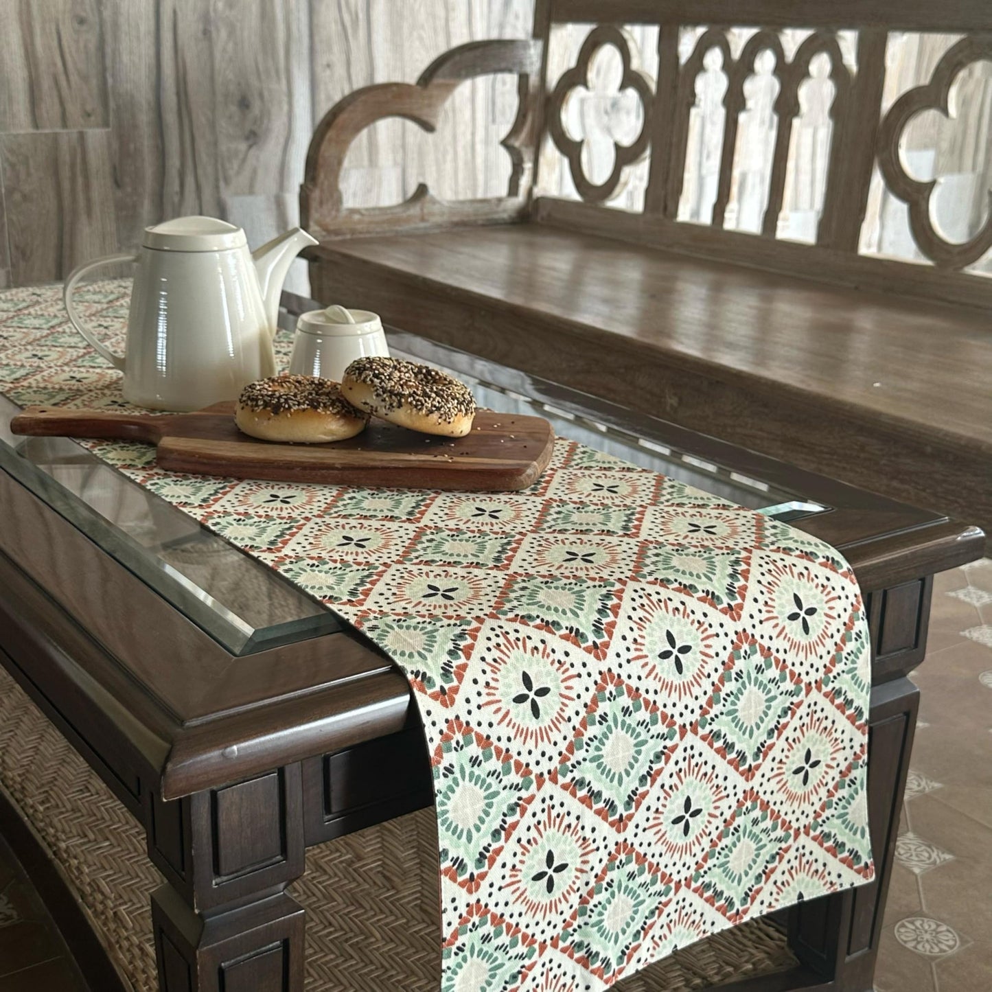 Oak & Lily Centre Table Runner – Multicolour Ethnic Print | 100% Cotton | Premium European Quality