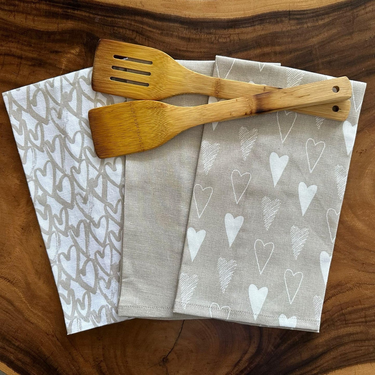 Oak & Lily Kitchen Towels – Ivory Beige | Set of 3 | 100% Cotton | European Quality | Super Absorbent & Anti-Bacterial