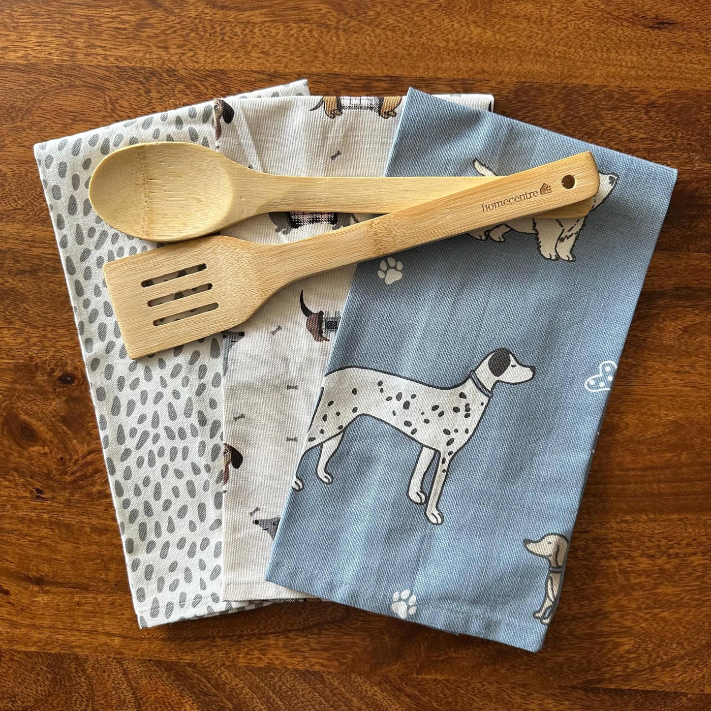 Oak & Lily Kitchen Towels – Dog Prints | Set of 3 | 100% Cotton | European Quality | Super Absorbent & Anti-Bacterial