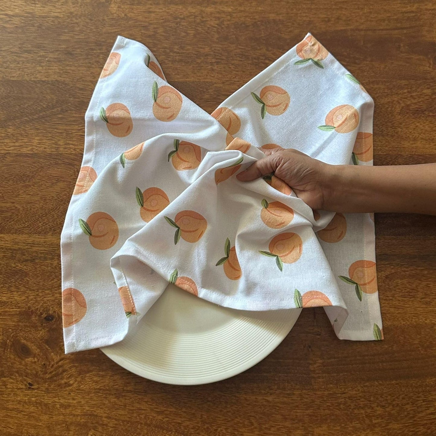 Oak & Lily Kitchen Towels – Peach, Pink Checks & Stripe Print | Set of 3 | 100% Cotton | Super Absorbent | Premium Quality