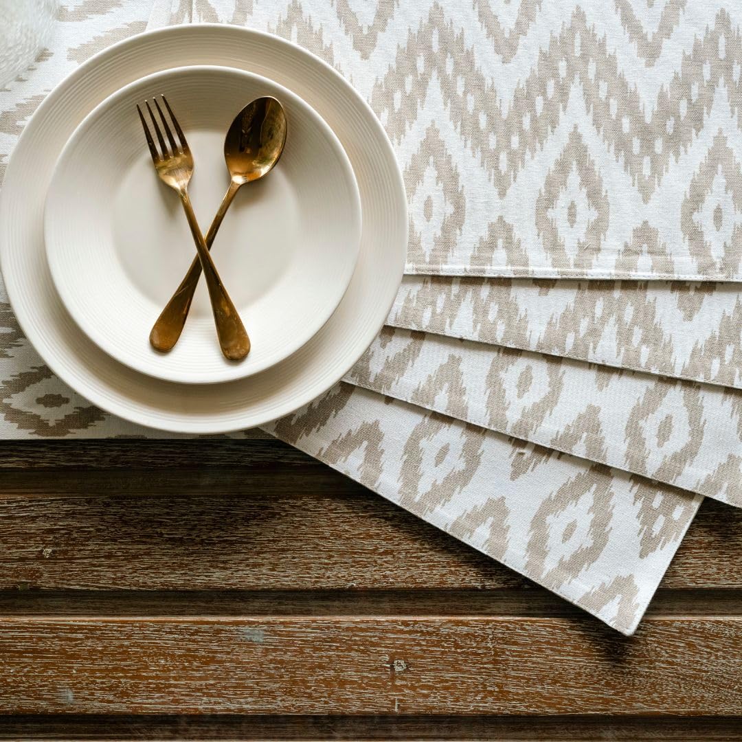 Oak & Lily Beige & Ivory Ikat Print