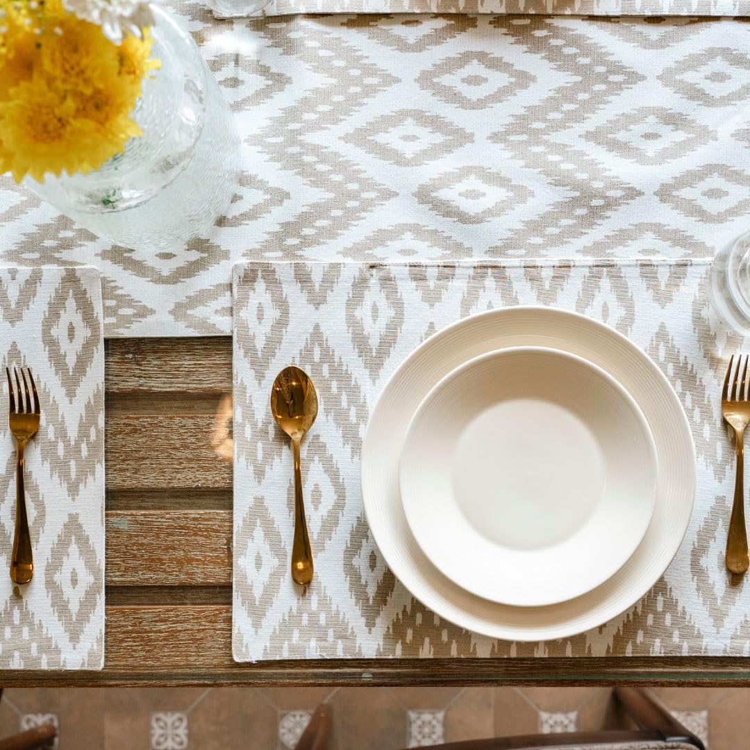 Oak & Lily Beige & Ivory Ikat Print