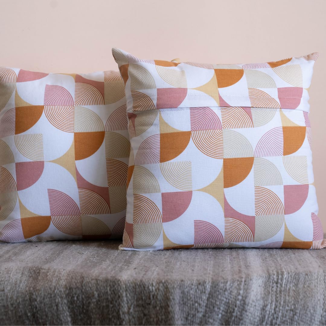 Oak & Lily Rust Abstract Cotton Cushion Cover | 100% Pure Cotton | Soft, Durable & Washable | European Quality